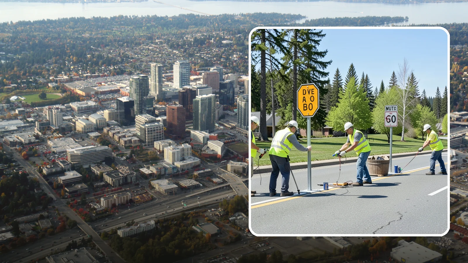 Sign Installation in Bellevue, King County, WA - We install municipal signage on public property with breakaway posts, proper reflectivity, and MUTCD-compliant placement.