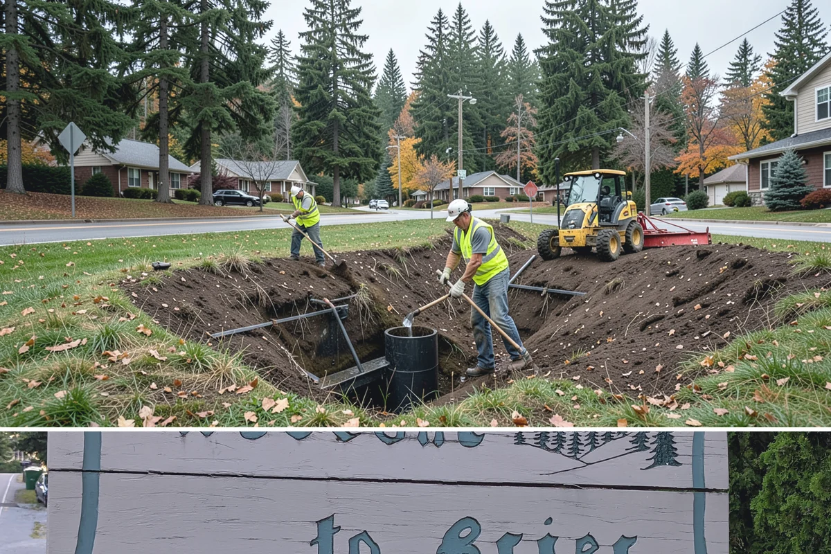 Sign Installation in Brier, Snohomish County, WA - Installations proceed year-round in the maritime climate, though dry summer and early fall windows speed concrete footing cures...