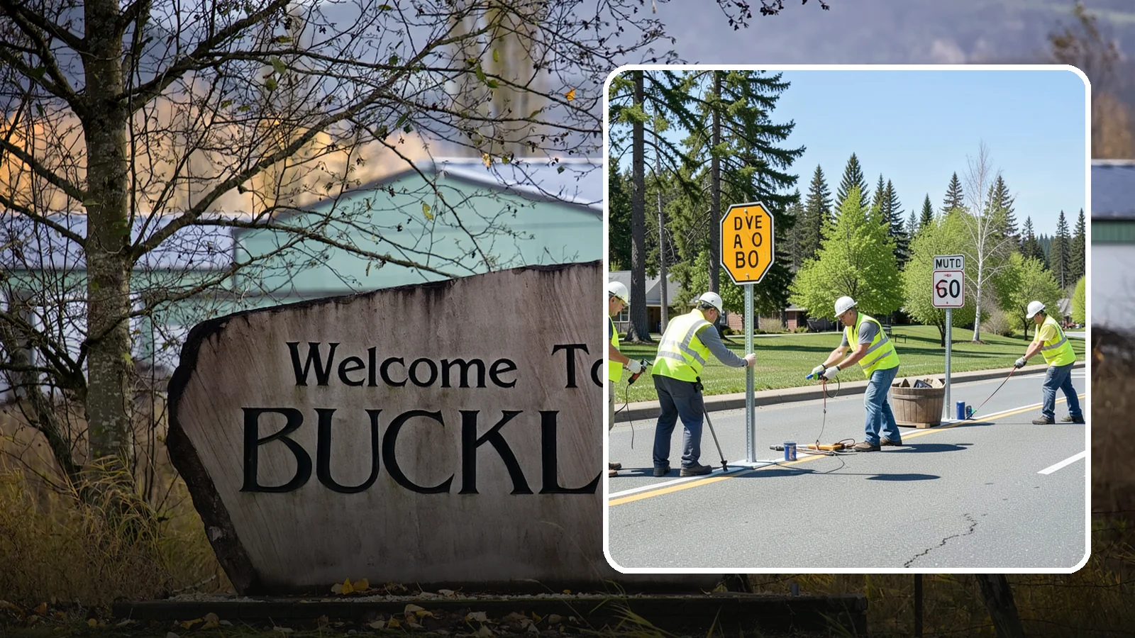 Sign Installation in Buckley, Pierce County, WA - We install municipal signage on public property with breakaway posts, proper reflectivity, and MUTCD-compliant placement.