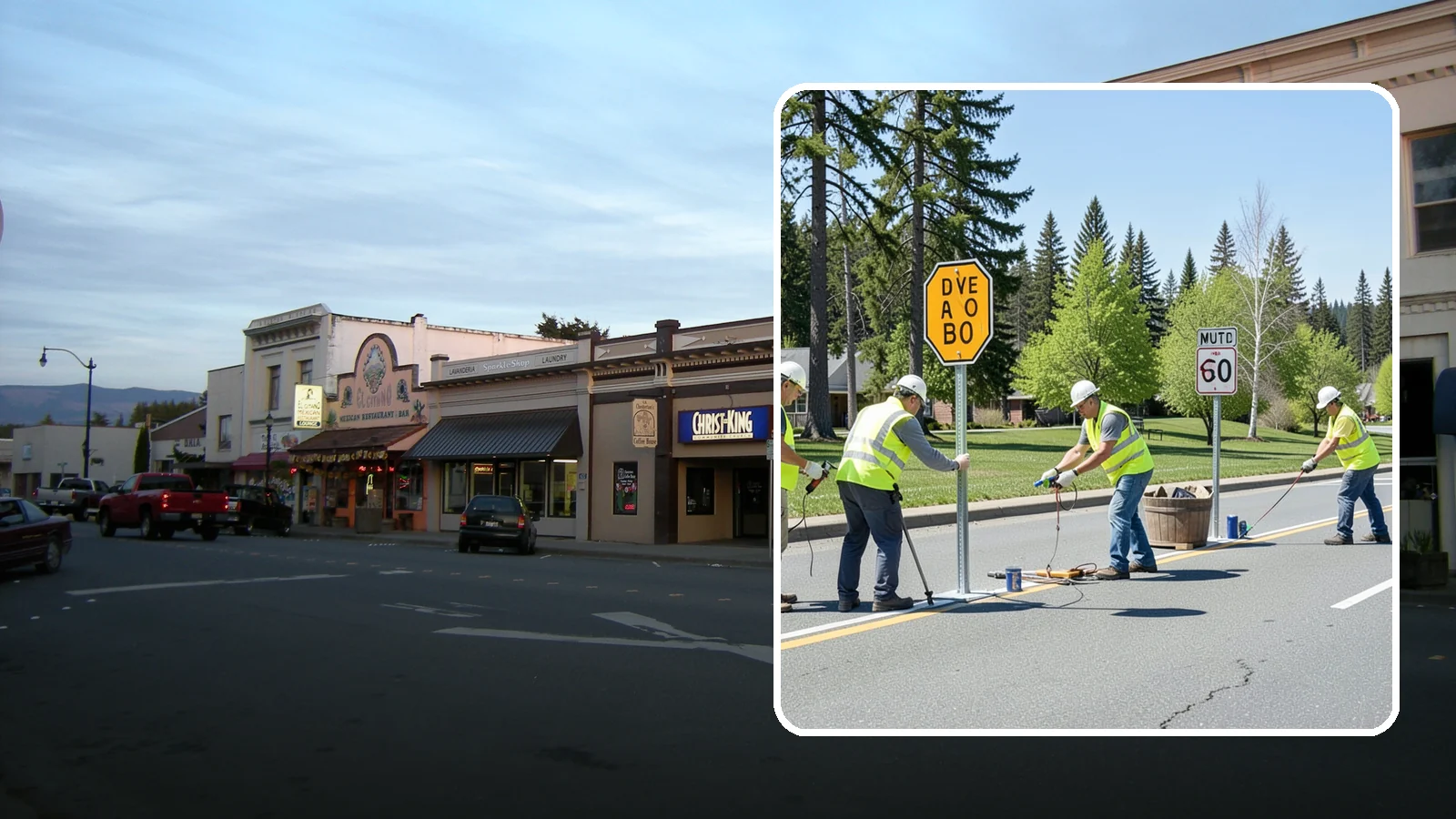 Sign Installation in Burlington, Skagit County, WA - We install municipal signage on public property with breakaway posts, proper reflectivity, and MUTCD-compliant placement.
