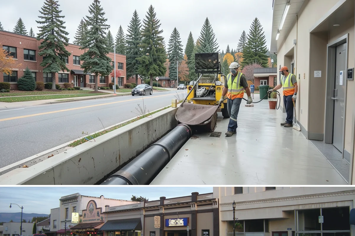 Sign Installation in Burlington, Skagit County, WA - Installations proceed year-round in the maritime climate, though dry summer and early fall windows speed concrete footing cures...