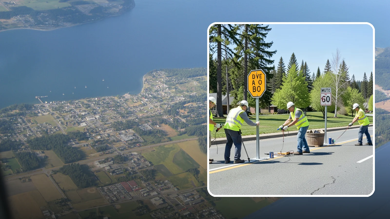 Sign Installation in Coupeville, Island County, WA - We install municipal signage on public property with breakaway posts, proper reflectivity, and MUTCD-compliant placement.