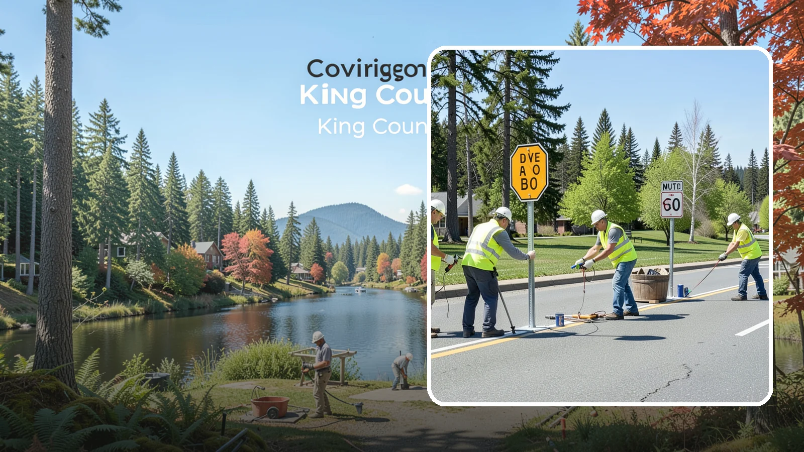 Sign Installation in Covington, King County, WA - We install municipal signage on public property with breakaway posts, proper reflectivity, and MUTCD-compliant placement.