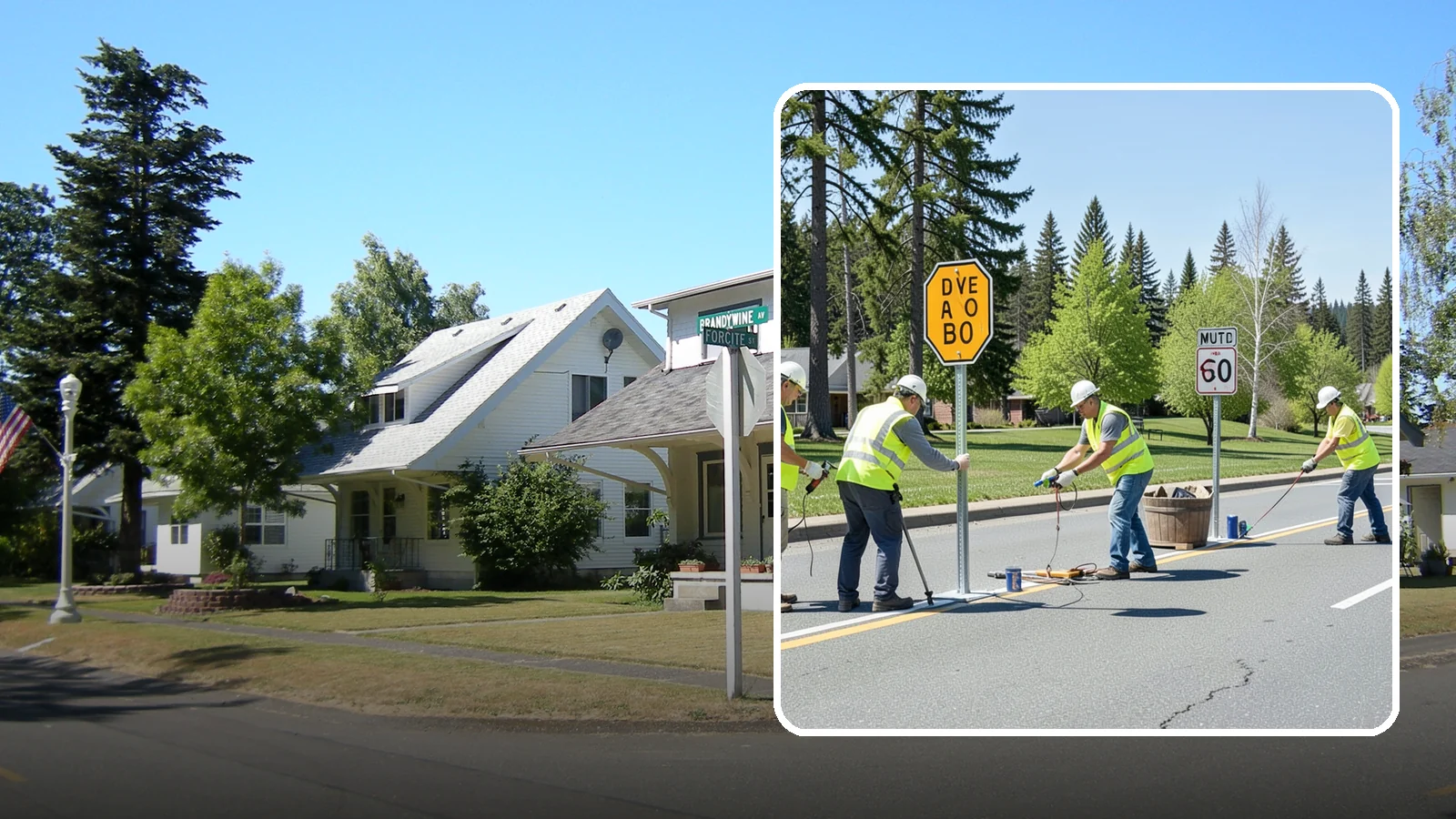 Sign Installation in DuPont, Pierce County, WA - We install municipal signage on public property with breakaway posts, proper reflectivity, and MUTCD-compliant placement.