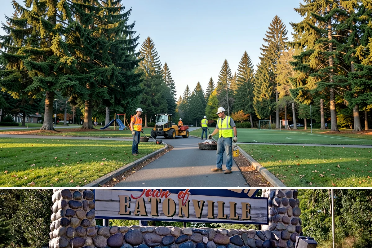 Sign Installation in Eatonville, Pierce County, WA - Installations proceed year-round in the maritime climate, though dry summer and early fall windows speed concrete footing cures...