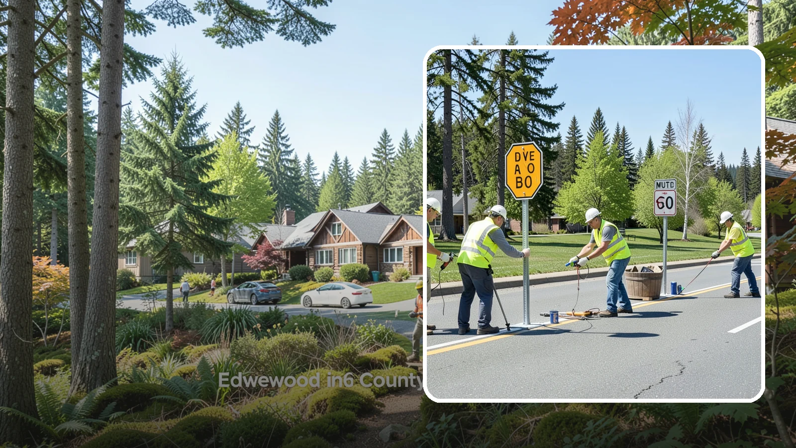 Sign Installation in Edgewood, Pierce County, WA - We install municipal signage on public property with breakaway posts, proper reflectivity, and MUTCD-compliant placement.