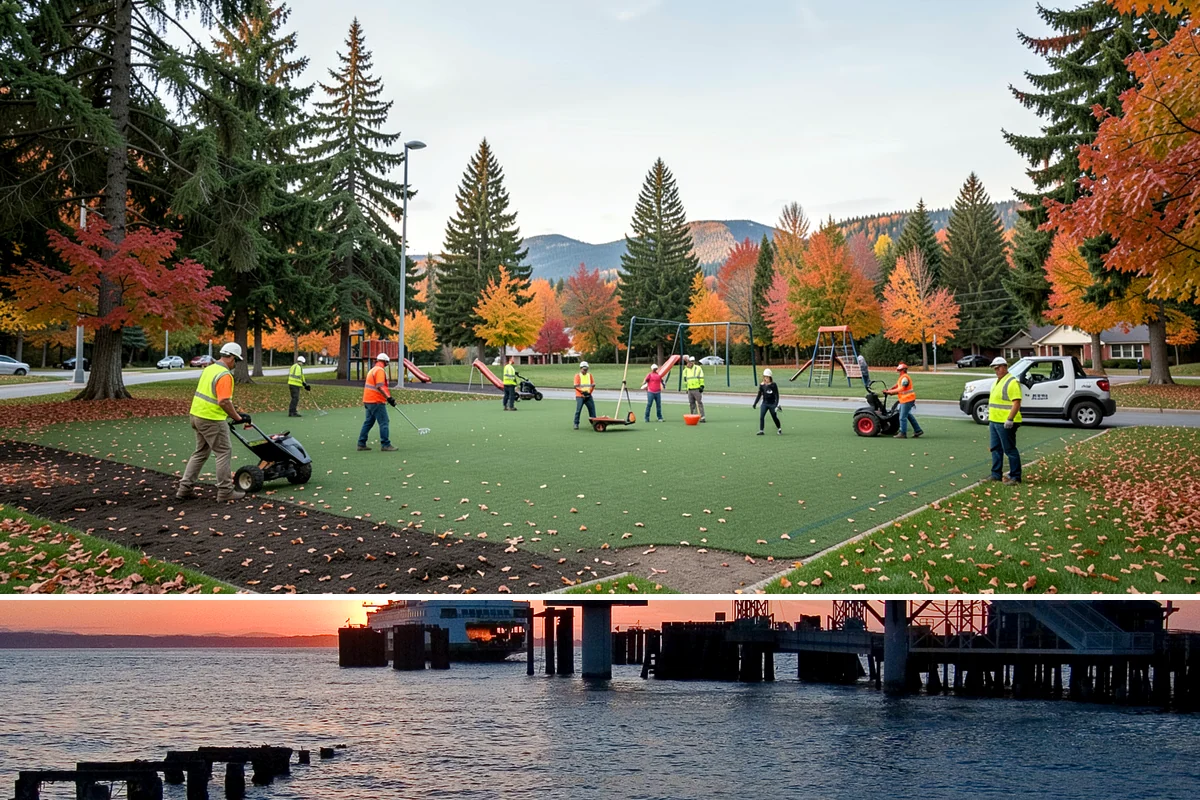Sign Installation in Edmonds, Snohomish County, WA - Installations proceed year-round in the maritime climate, though dry summer and early fall windows speed concrete footing cures...