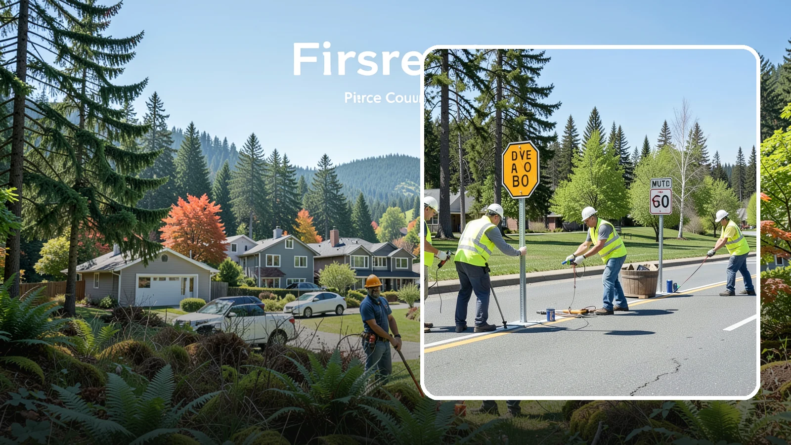 Sign Installation in Fircrest, Pierce County, WA - We install municipal signage on public property with breakaway posts, proper reflectivity, and MUTCD-compliant placement.