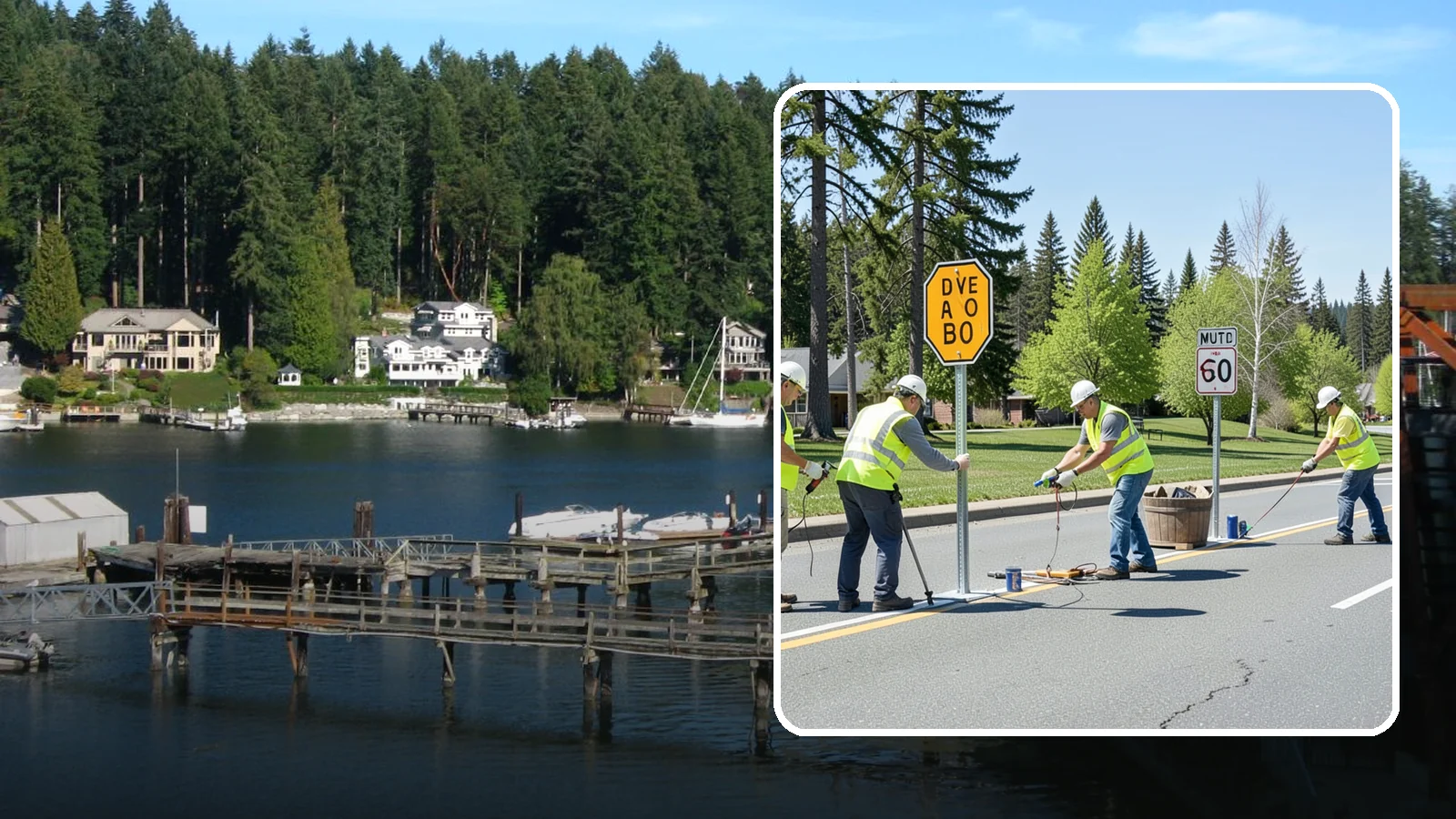 Sign Installation in Gig Harbor, Pierce County, WA - We install municipal signage on public property with breakaway posts, proper reflectivity, and MUTCD-compliant placement.