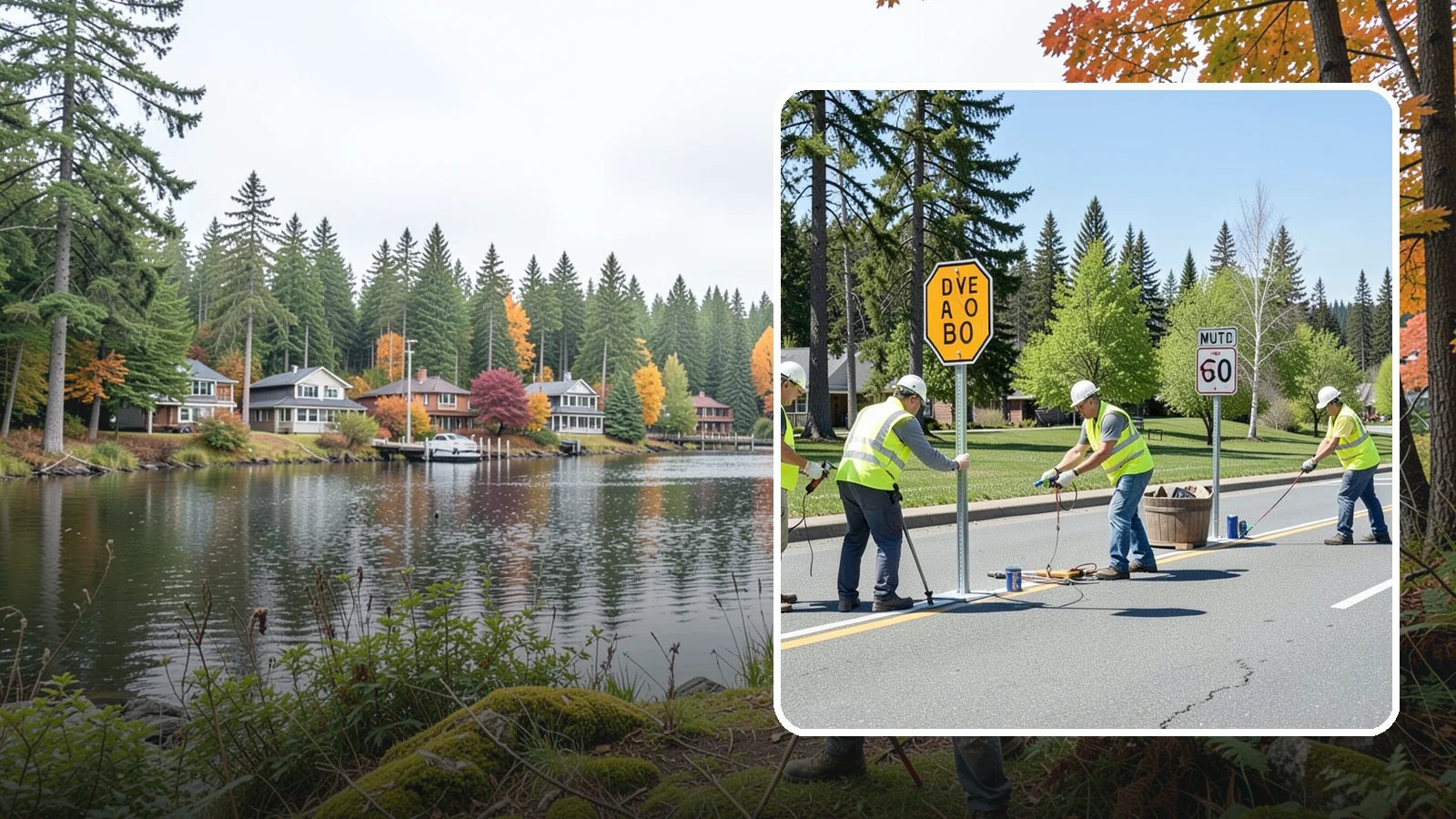 Sign Installation in La Conner, Skagit County, WA - We install municipal signage on public property with breakaway posts, proper reflectivity, and MUTCD-compliant placement.