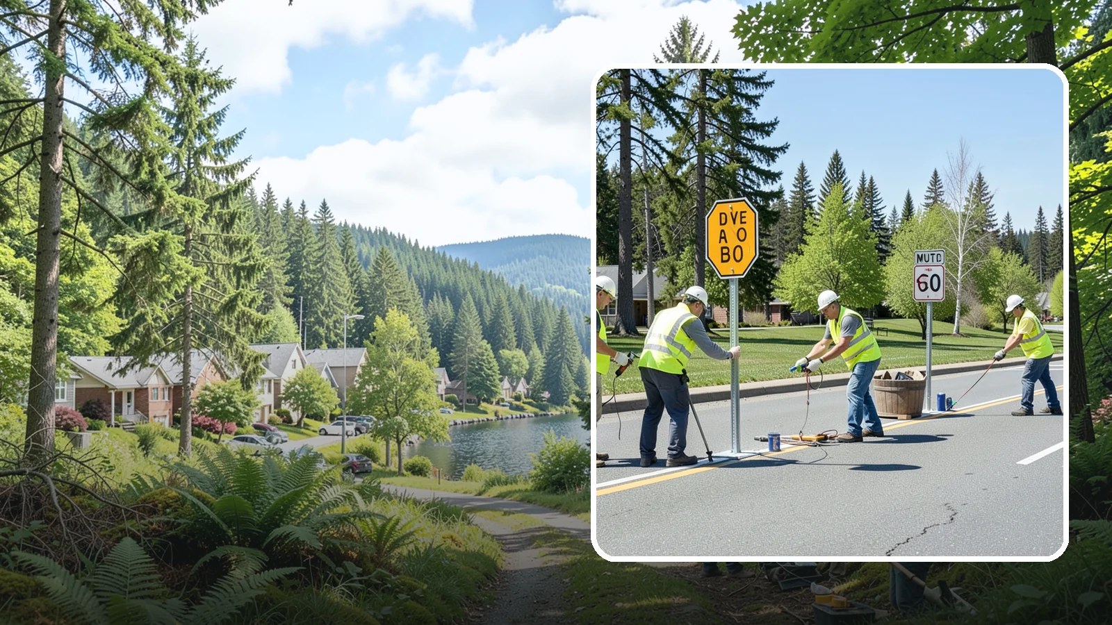 Sign Installation in Lake Forest Park, King County, WA - We install municipal signage on public property with breakaway posts, proper reflectivity, and MUTCD-compliant placement.