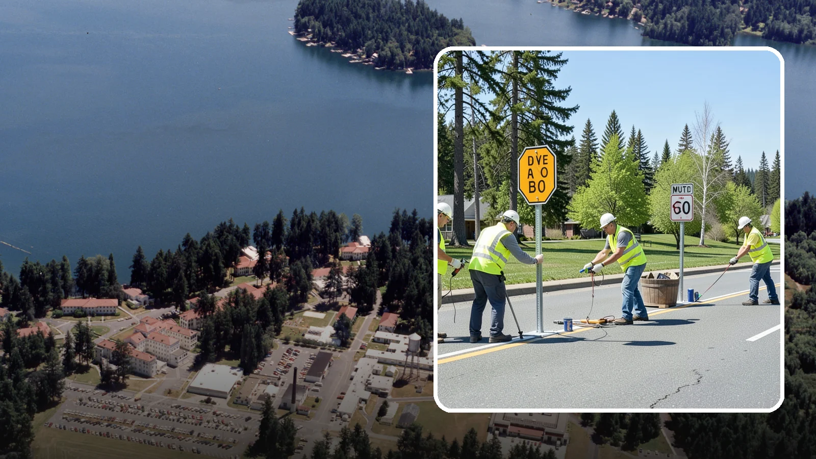 Sign Installation in Lakewood, Pierce County, WA - We install municipal signage on public property with breakaway posts, proper reflectivity, and MUTCD-compliant placement.