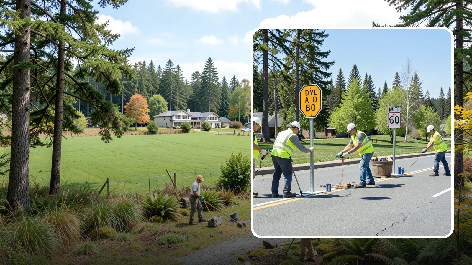 Sign Installation in Lyman, Skagit County, WA - We install municipal signage on public property with breakaway posts, proper reflectivity, and MUTCD-compliant placement.