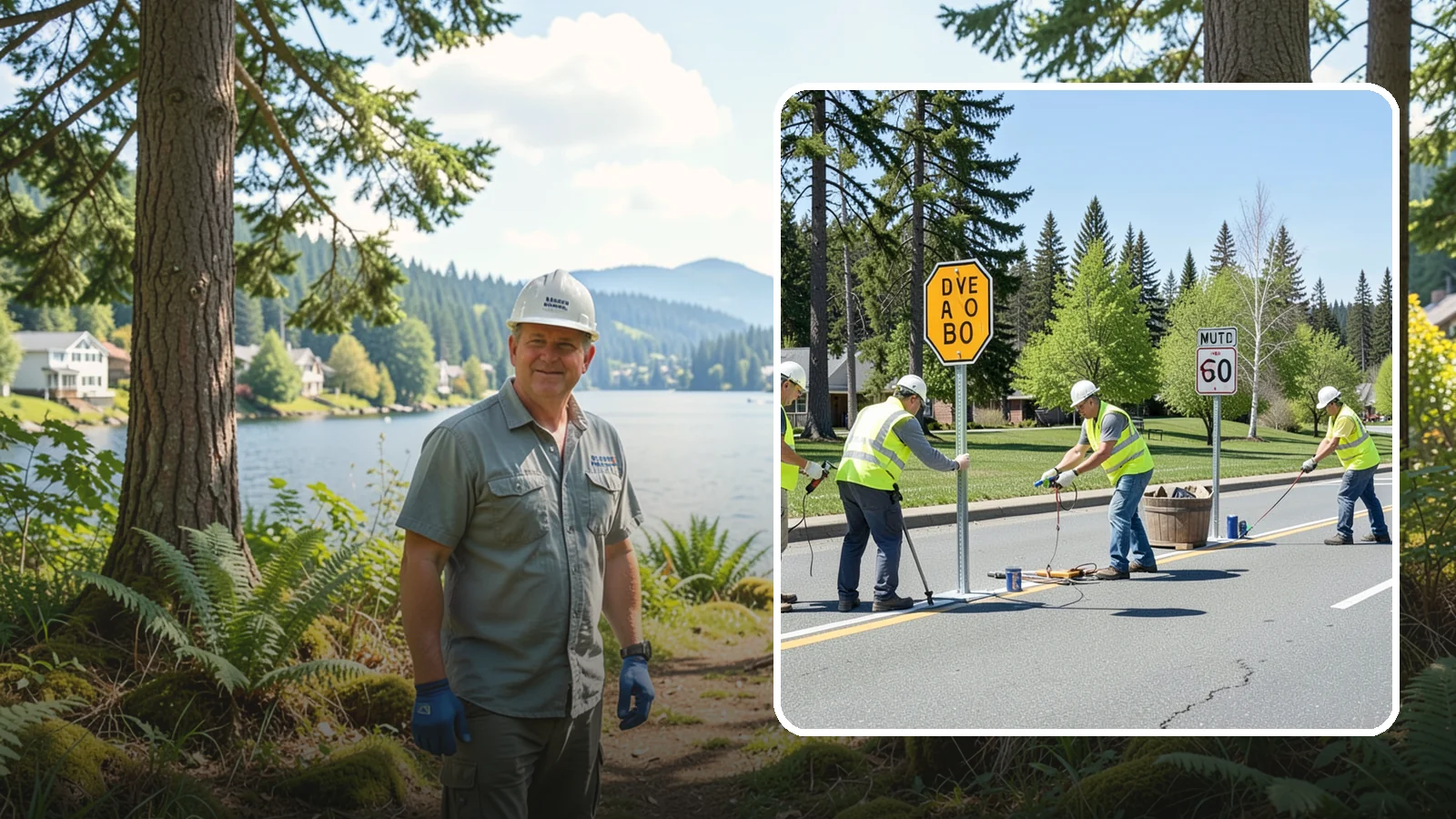 Sign Installation in Milton, King County, WA - We install municipal signage on public property with breakaway posts, proper reflectivity, and MUTCD-compliant placement.