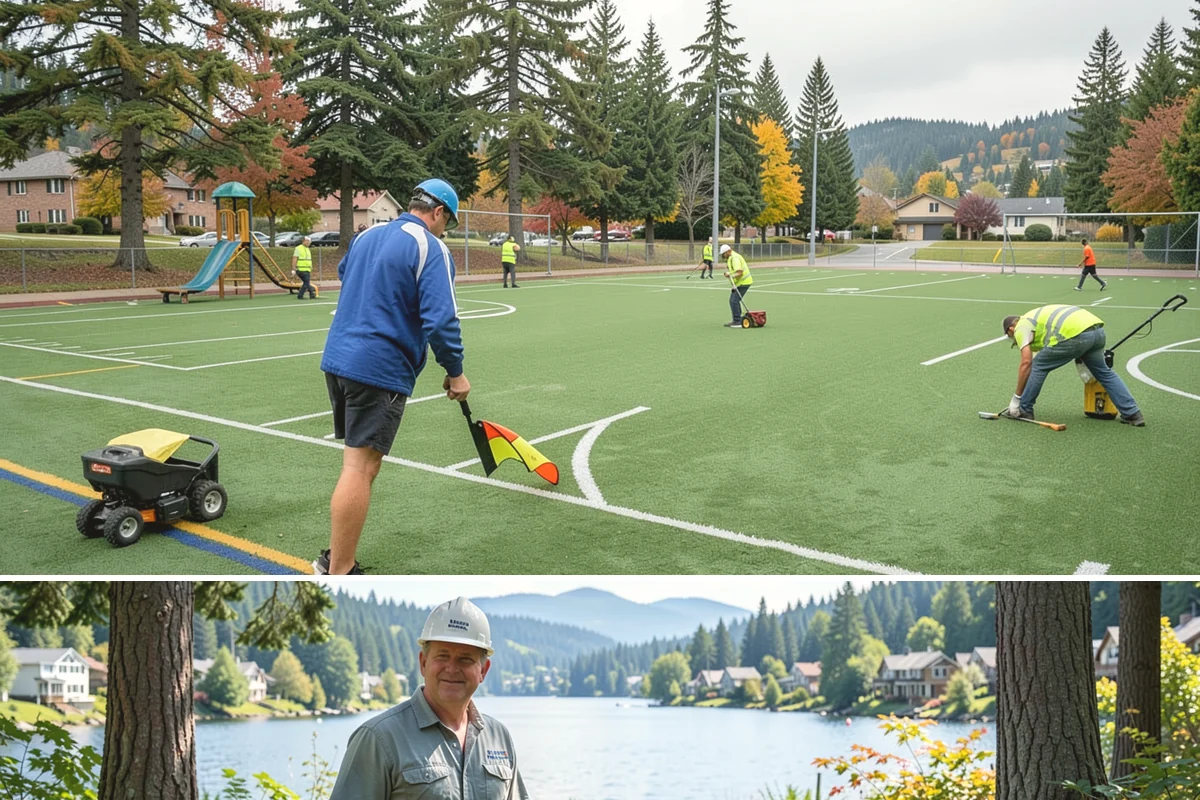 Sign Installation in Milton, King County, WA - Installations proceed year-round in the maritime climate, though dry summer and early fall windows speed concrete footing cures...