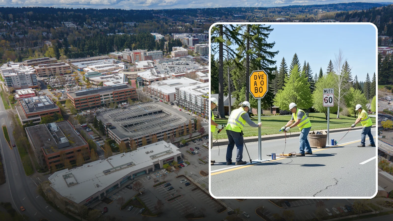 Sign Installation in Redmond, King County, WA - We install municipal signage on public property with breakaway posts, proper reflectivity, and MUTCD-compliant placement.