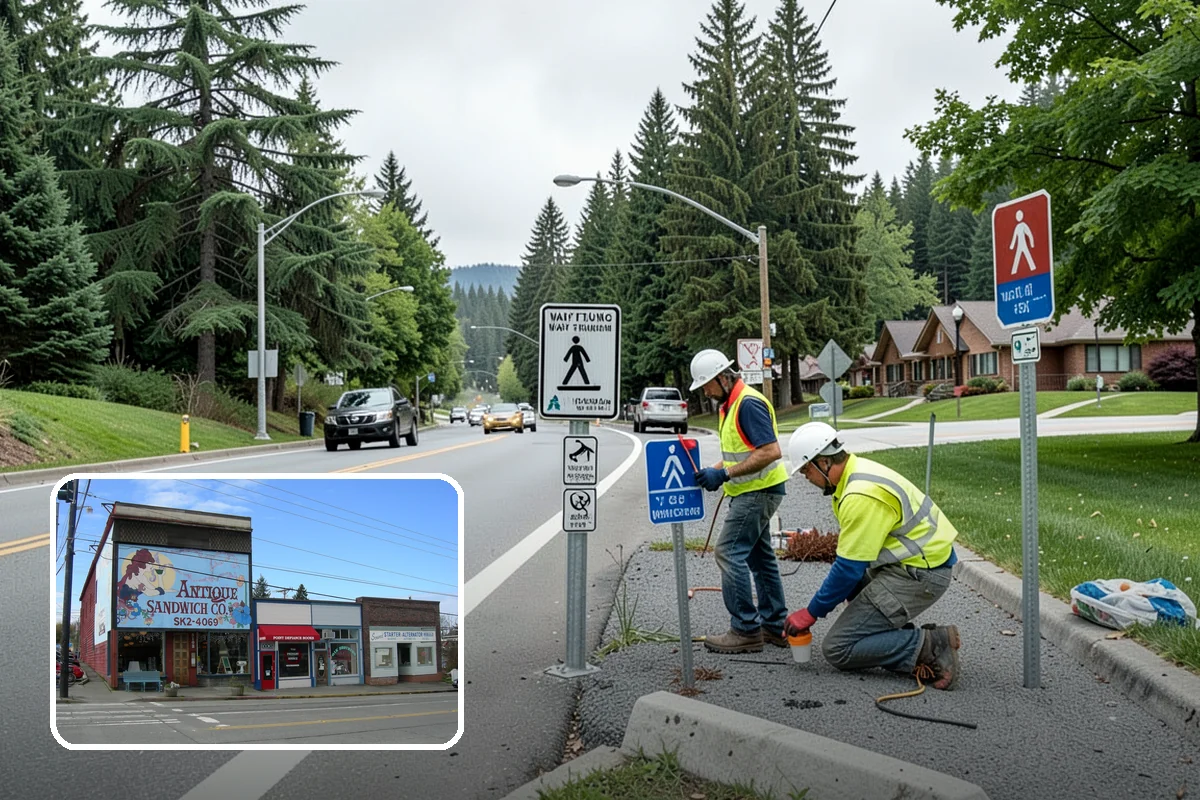 Sign Installation in Ruston, Pierce County, WA - Retroreflective sheeting that meets current MUTCD minimums