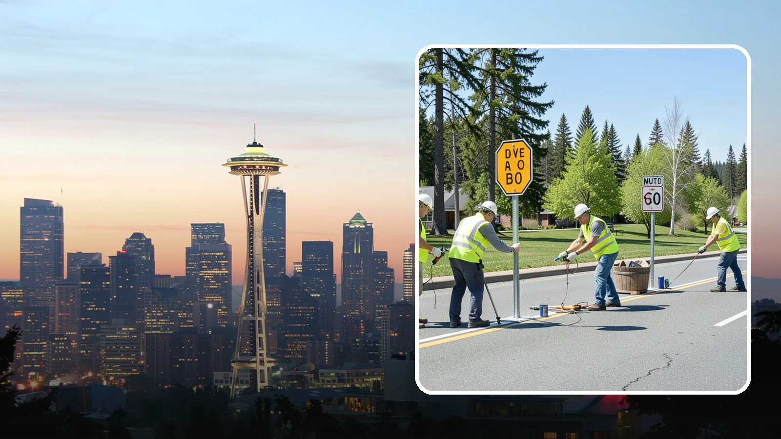 Sign Installation in Seattle, King County, WA - We install municipal signage on public property with breakaway posts, proper reflectivity, and MUTCD-compliant placement.