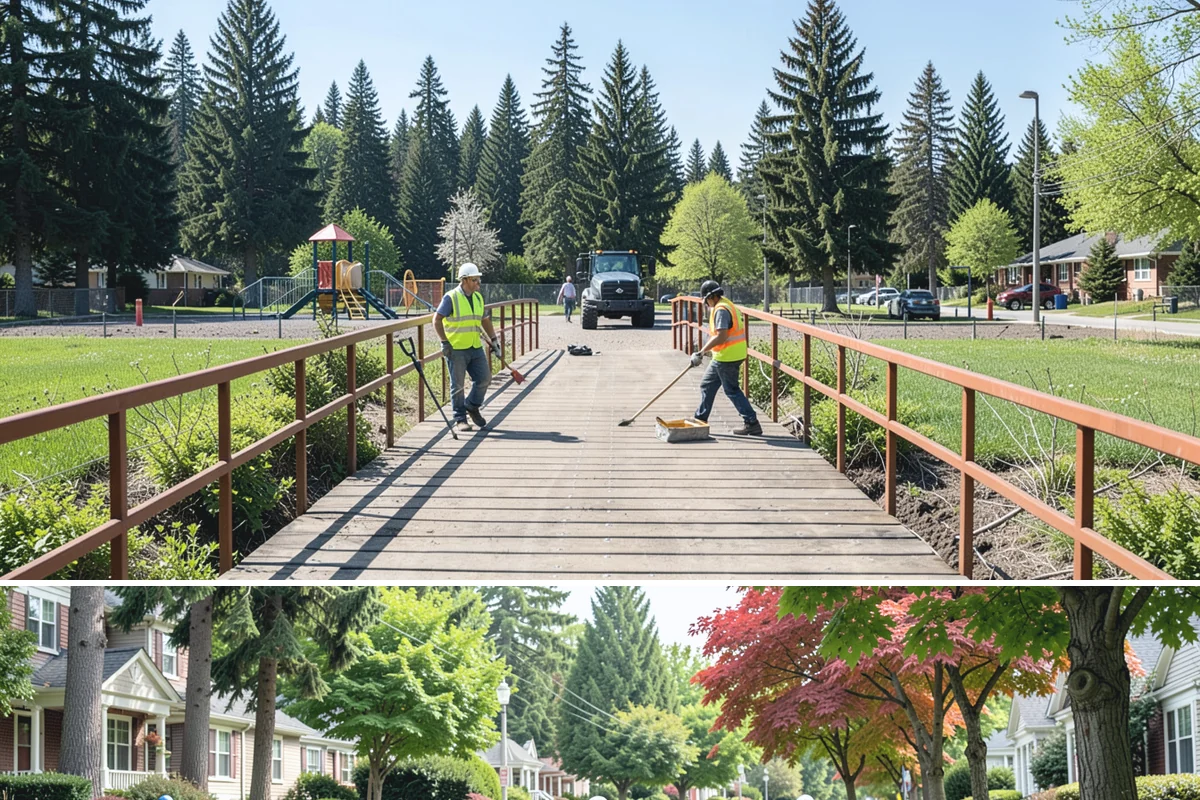 Sign Maintenance in Beaux Arts Village, King County, WA - Biological growth accelerates through the wet fall and winter, making those seasons a priority for cleaning, while straightening...
