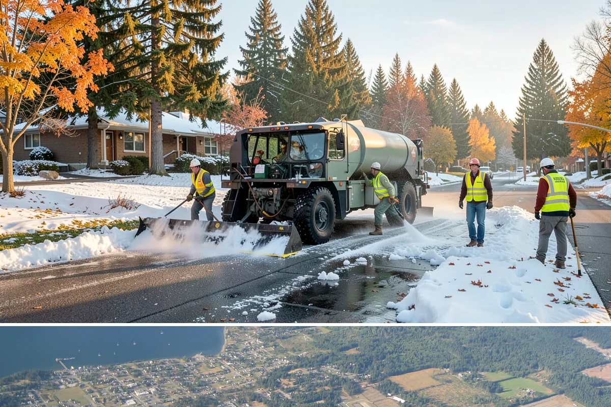 Sign Maintenance in Coupeville, Island County, WA - Biological growth accelerates through the wet fall and winter, making those seasons a priority for cleaning, while straightening...