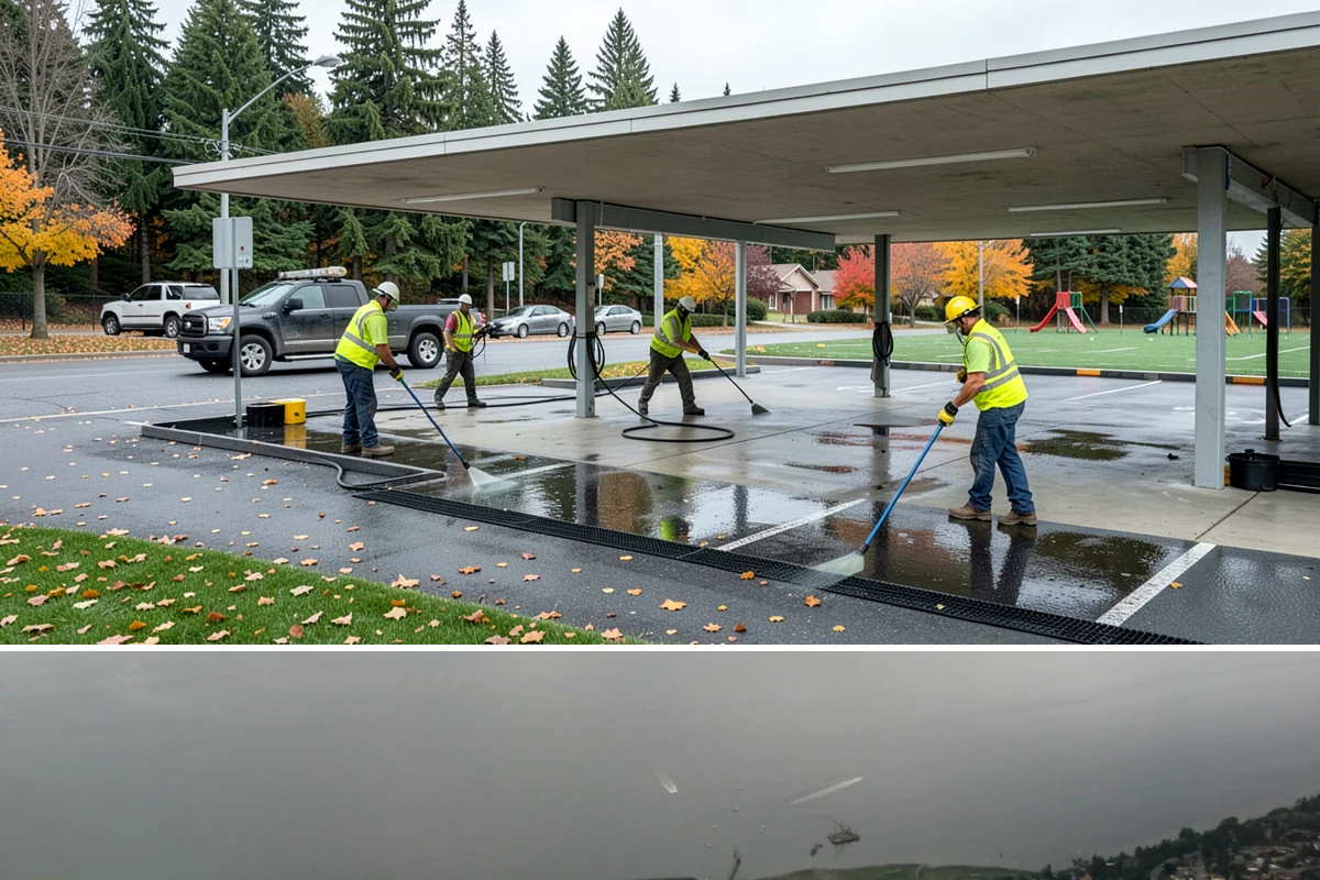 Sign Maintenance in Des Moines, King County, WA - Biological growth accelerates through the wet fall and winter, making those seasons a priority for cleaning, while straightening...