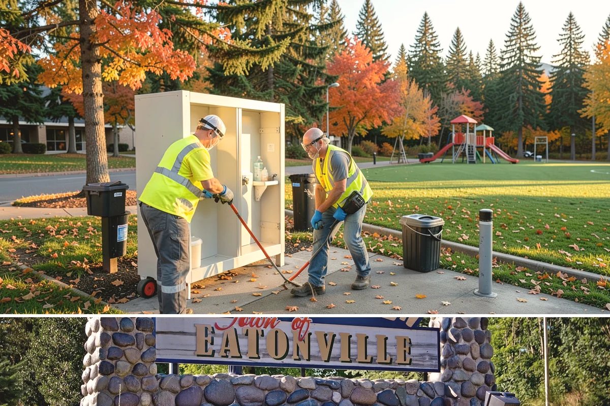 Sign Maintenance in Eatonville, Pierce County, WA - Biological growth accelerates through the wet fall and winter, making those seasons a priority for cleaning, while straightening...
