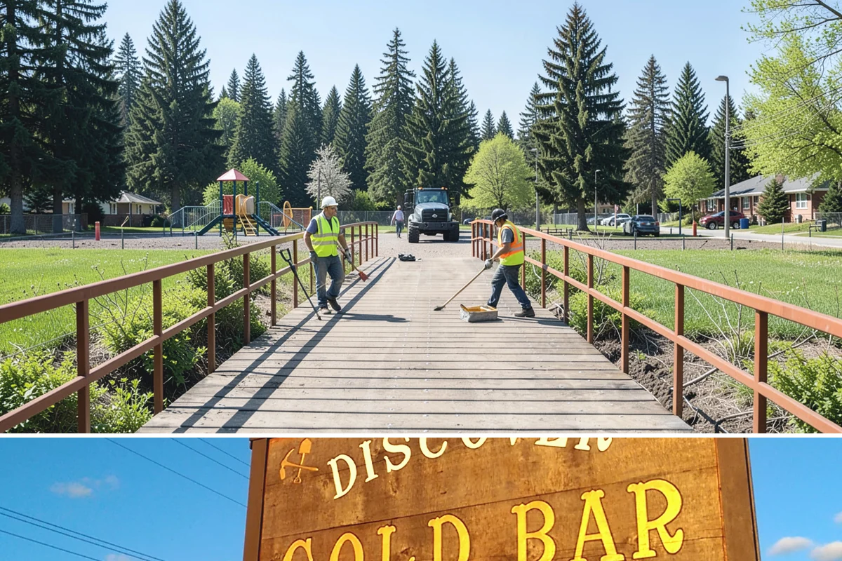 Sign Maintenance in Gold Bar, Snohomish County, WA - Biological growth accelerates through the wet fall and winter, making those seasons a priority for cleaning, while straightening...
