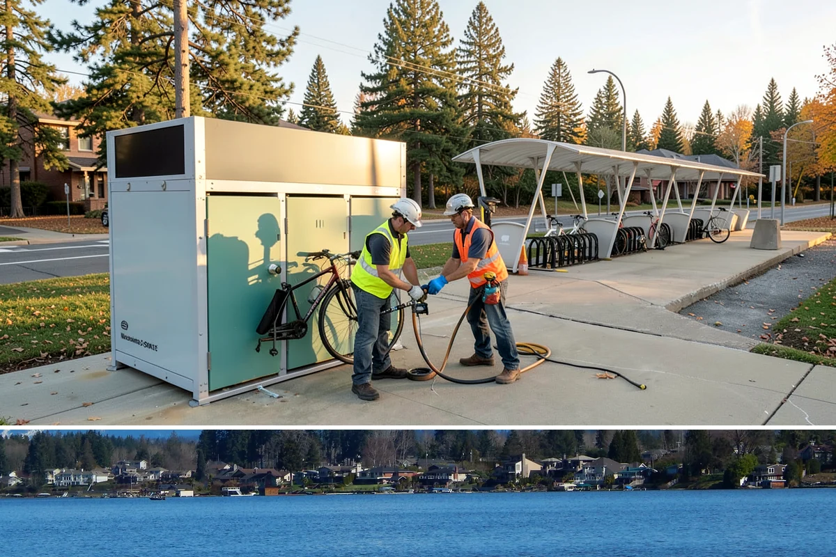 Sign Maintenance in Lake Stevens, Snohomish County, WA - Biological growth accelerates through the wet fall and winter, making those seasons a priority for cleaning, while straightening...
