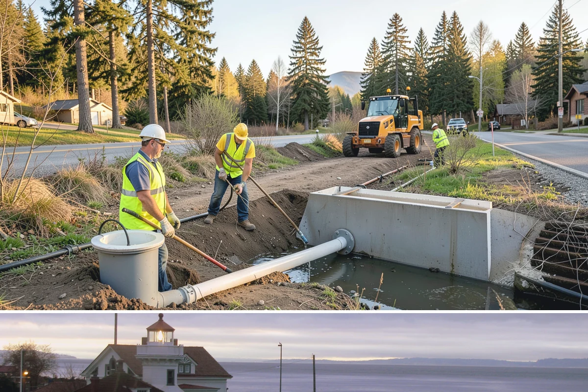 Sign Maintenance in Mukilteo, Snohomish County, WA - Biological growth accelerates through the wet fall and winter, making those seasons a priority for cleaning, while straightening...
