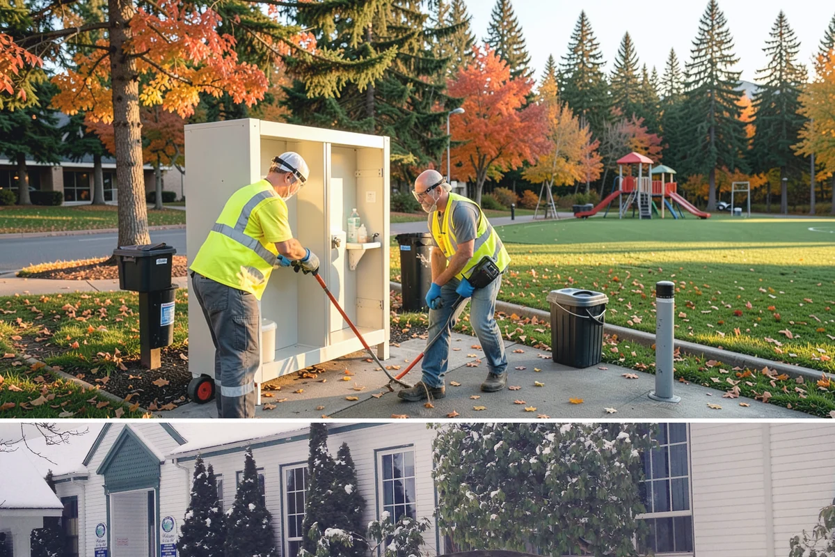Sign Maintenance in Pacific, King County, WA - Biological growth accelerates through the wet fall and winter, making those seasons a priority for cleaning, while straightening...