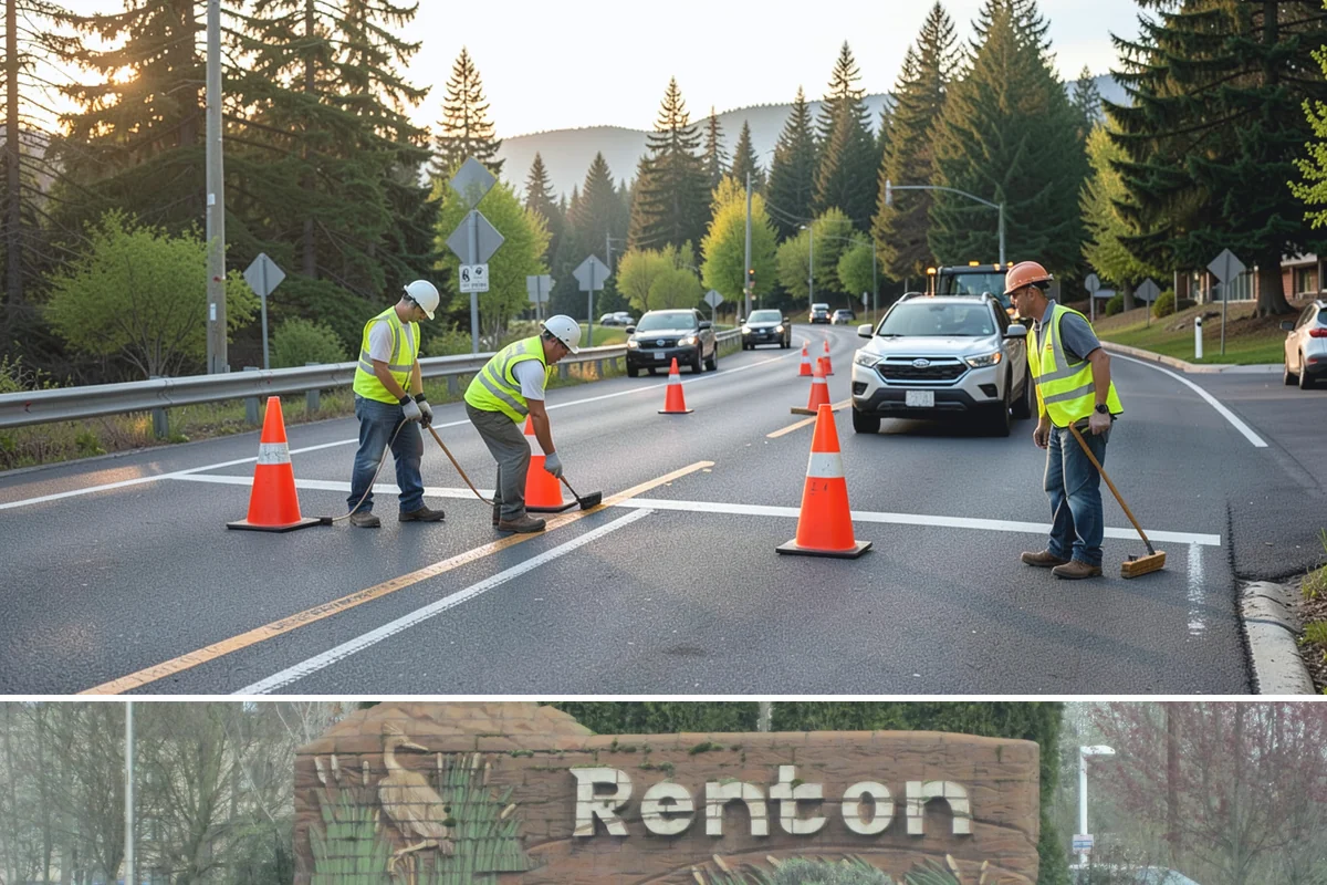 Sign Maintenance in Renton, King County, WA - Biological growth accelerates through the wet fall and winter, making those seasons a priority for cleaning, while straightening...