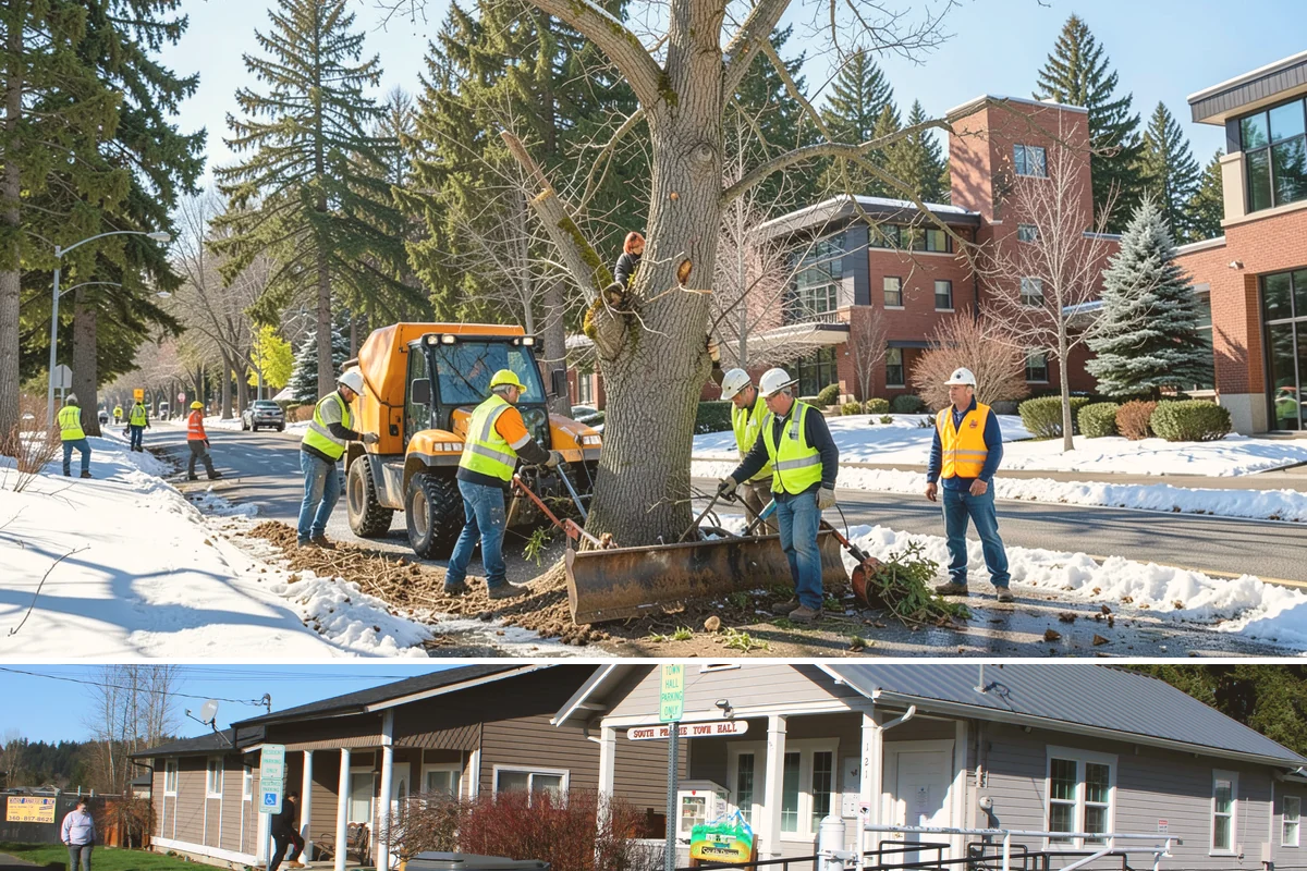 Sign Maintenance in South Prairie, Pierce County, WA - Biological growth accelerates through the wet fall and winter, making those seasons a priority for cleaning, while straightening...