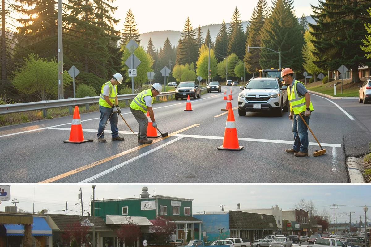 Sign Maintenance in Stanwood, Snohomish County, WA - Biological growth accelerates through the wet fall and winter, making those seasons a priority for cleaning, while straightening...