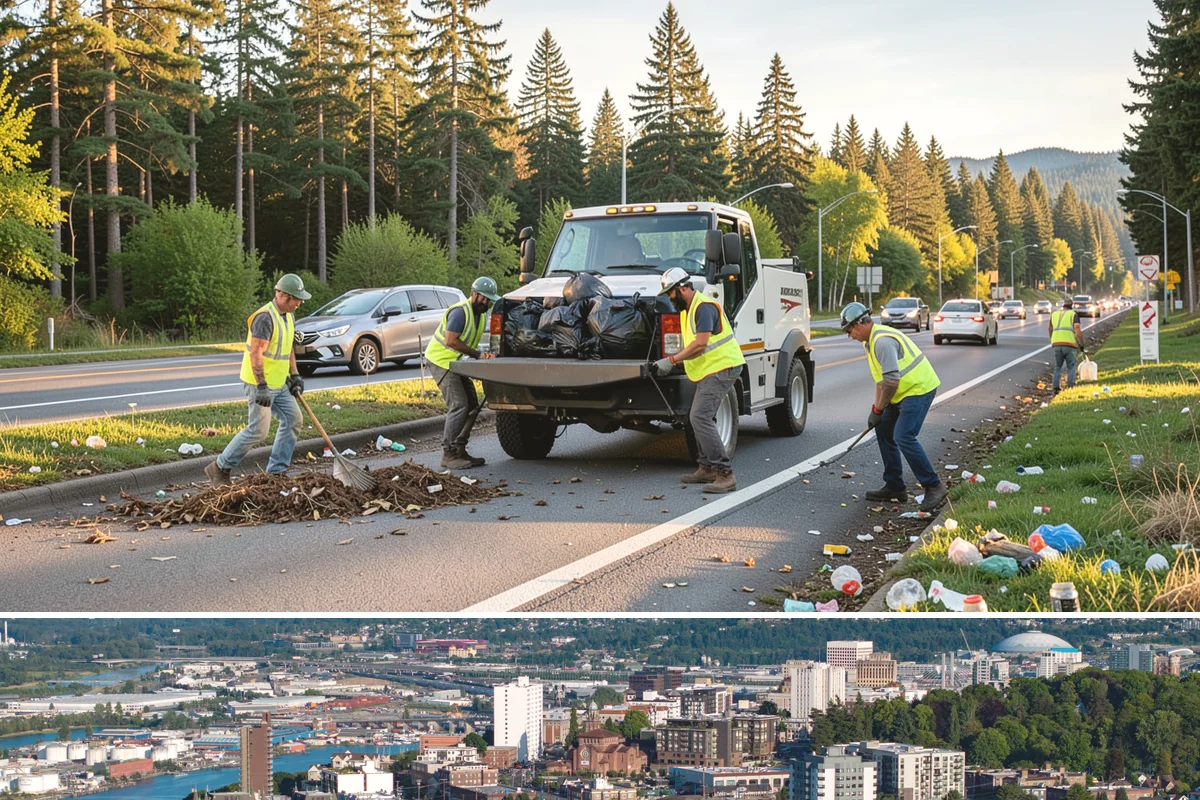Sign Maintenance in Tacoma, Pierce County, WA - Biological growth accelerates through the wet fall and winter, making those seasons a priority for cleaning, while straightening...