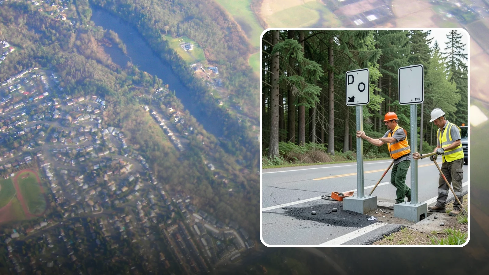 Sign Post Installation in Algona, King County, WA - Setting of U-channel, square-tube, and breakaway sign posts with proper foundations and clear-zone compliance.