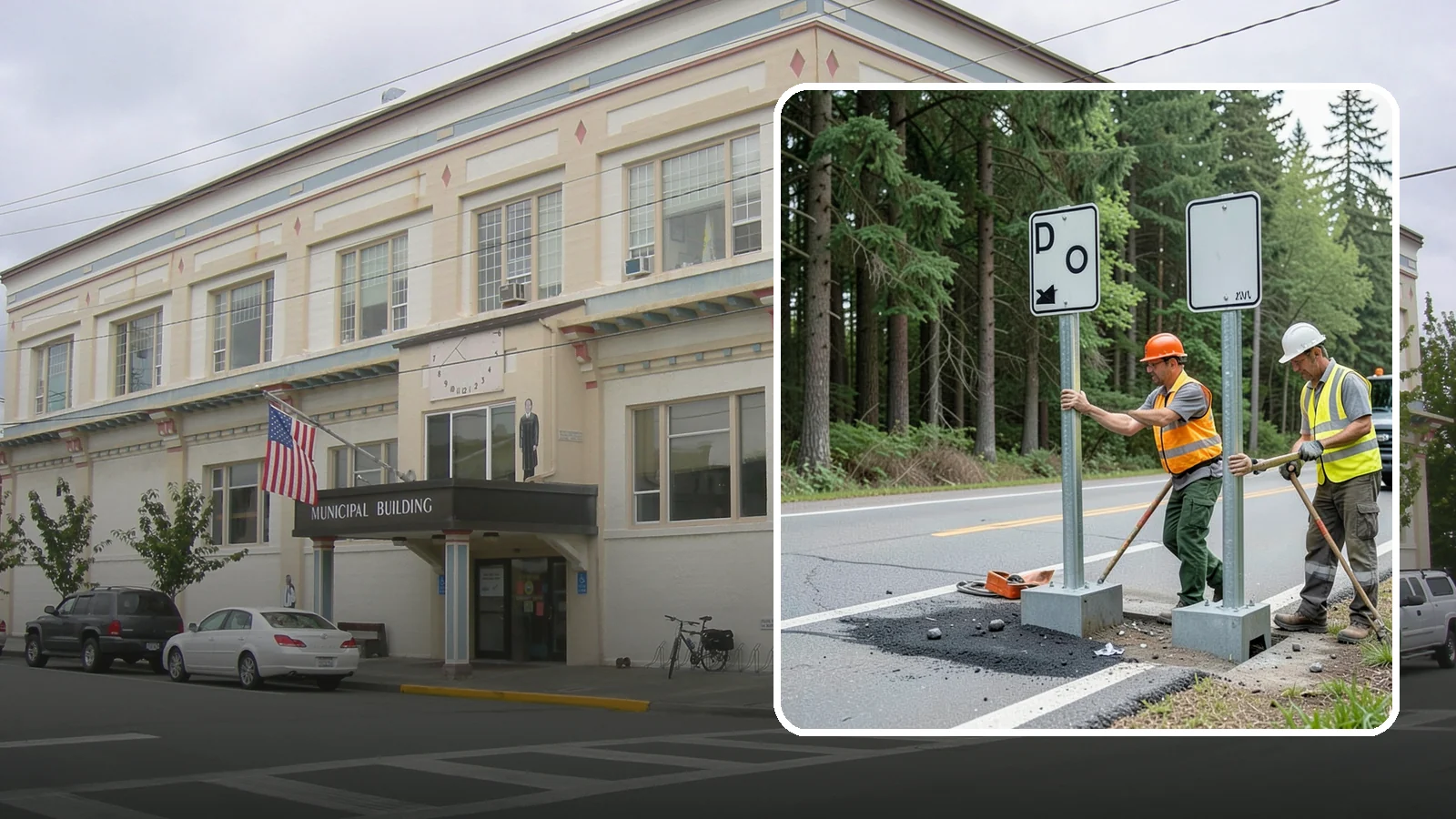 Sign Post Installation in Anacortes, Skagit County, WA - Setting of U-channel, square-tube, and breakaway sign posts with proper foundations and clear-zone compliance.