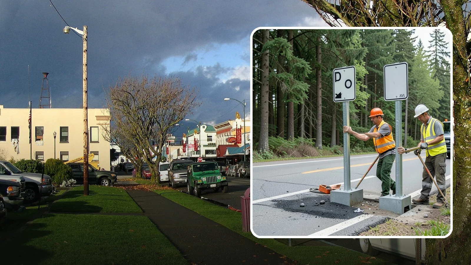 Sign Post Installation in Arlington, Snohomish County, WA - Setting of U-channel, square-tube, and breakaway sign posts with proper foundations and clear-zone compliance.