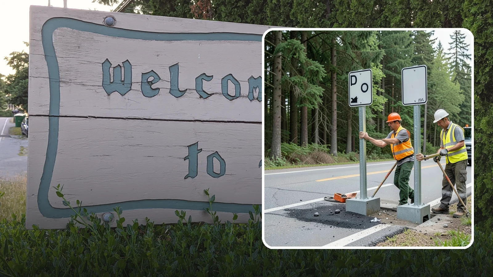 Sign Post Installation in Brier, Snohomish County, WA - Setting of U-channel, square-tube, and breakaway sign posts with proper foundations and clear-zone compliance.