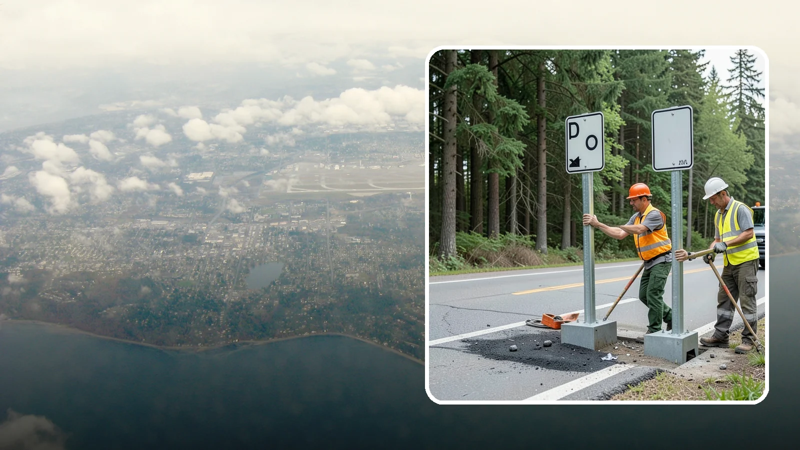 Sign Post Installation in Burien, King County, WA - Setting of U-channel, square-tube, and breakaway sign posts with proper foundations and clear-zone compliance.