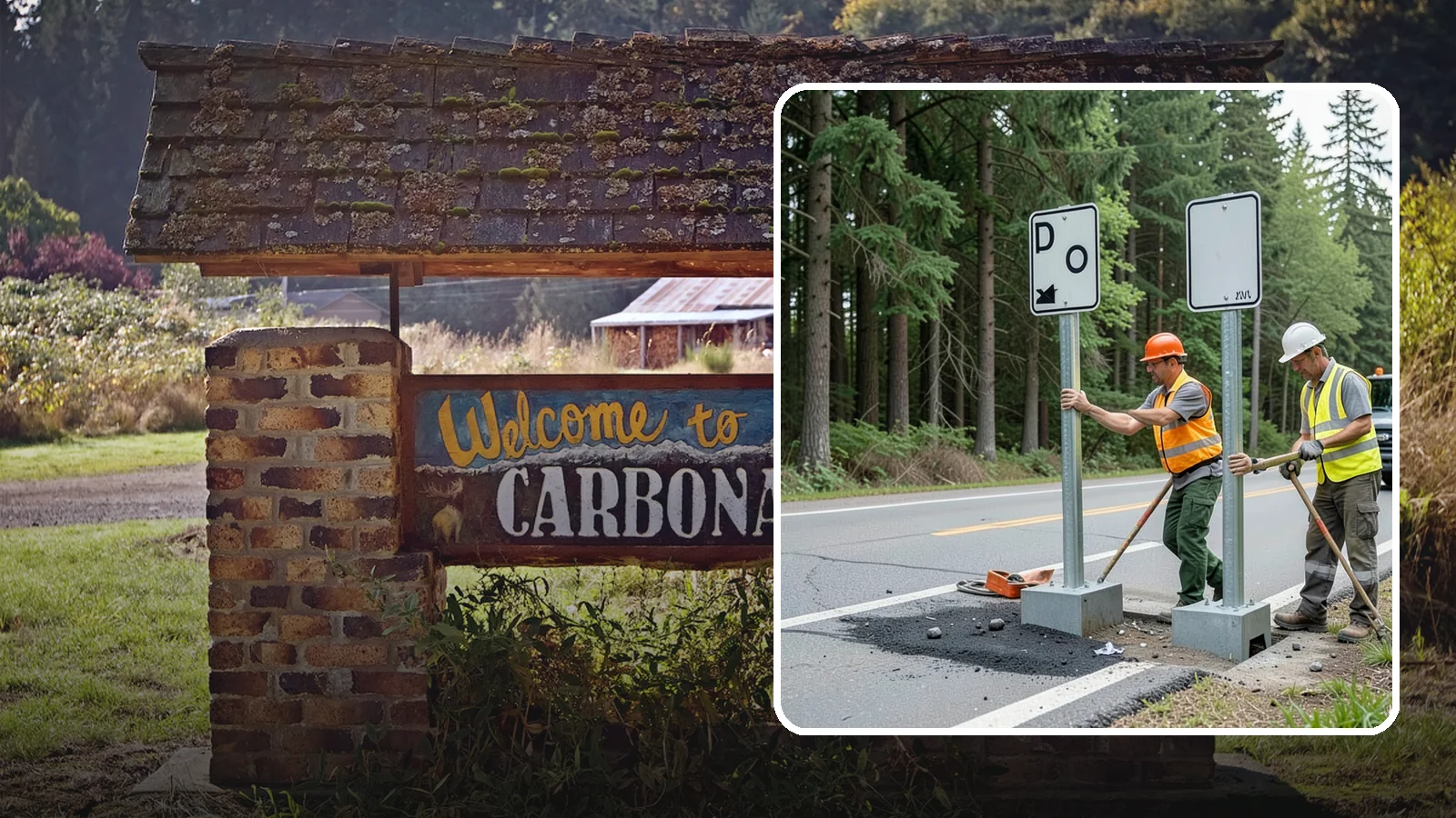 Sign Post Installation in Carbonado, Pierce County, WA - Setting of U-channel, square-tube, and breakaway sign posts with proper foundations and clear-zone compliance.