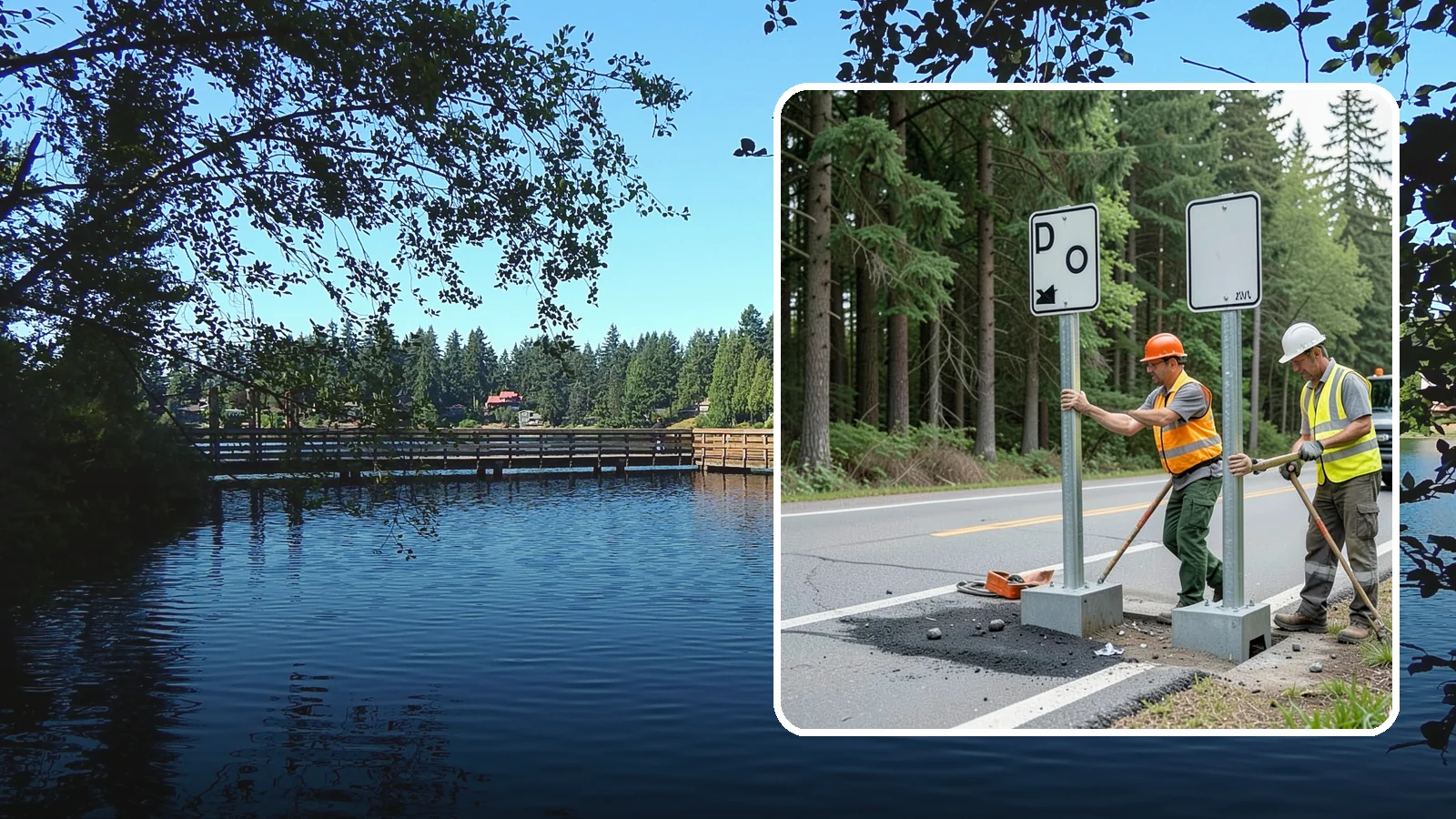 Sign Post Installation in Federal Way, King County, WA - Setting of U-channel, square-tube, and breakaway sign posts with proper foundations and clear-zone compliance.