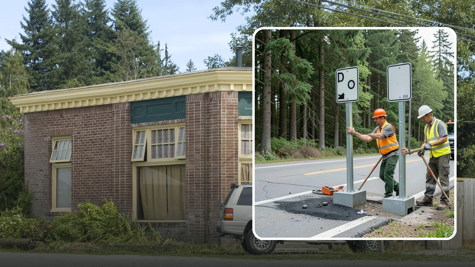 Sign Post Installation in Hamilton, Skagit County, WA - Setting of U-channel, square-tube, and breakaway sign posts with proper foundations and clear-zone compliance.