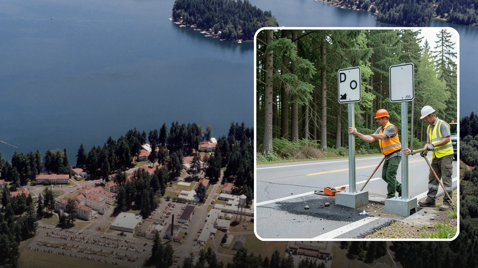 Sign Post Installation in Lakewood, Pierce County, WA - Setting of U-channel, square-tube, and breakaway sign posts with proper foundations and clear-zone compliance.