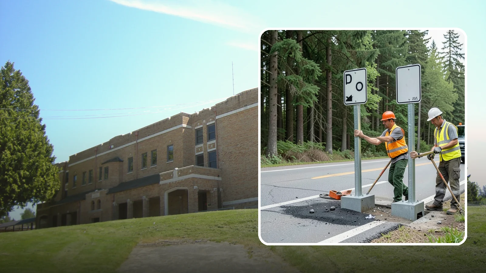 Sign Post Installation in Maple Valley, King County, WA - Setting of U-channel, square-tube, and breakaway sign posts with proper foundations and clear-zone compliance.