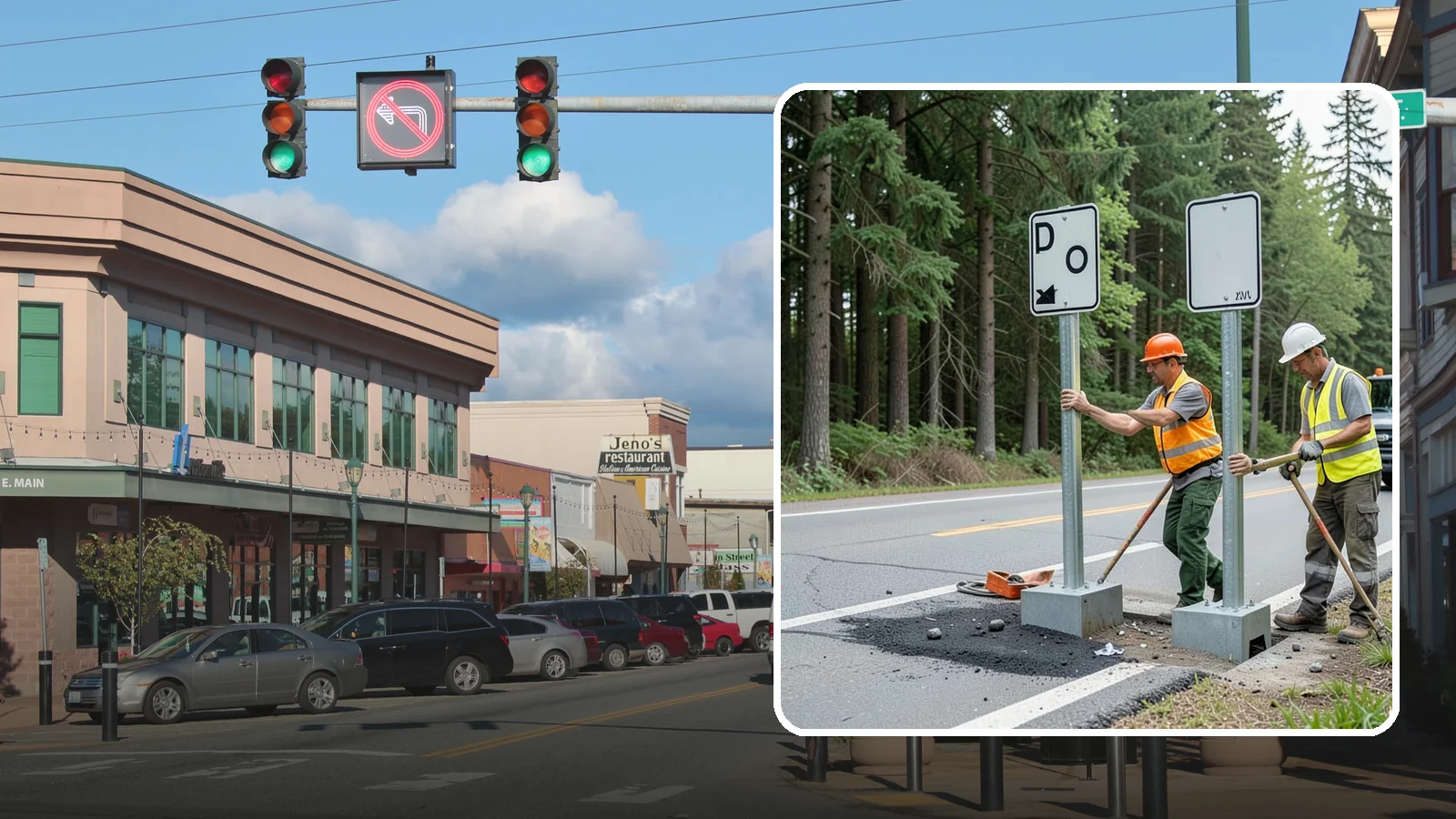 Sign Post Installation in Monroe, Snohomish County, WA - Setting of U-channel, square-tube, and breakaway sign posts with proper foundations and clear-zone compliance.