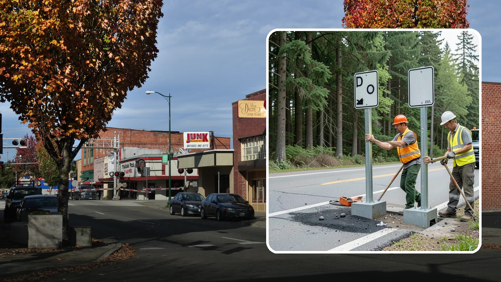 Sign Post Installation in Puyallup, Pierce County, WA - Setting of U-channel, square-tube, and breakaway sign posts with proper foundations and clear-zone compliance.