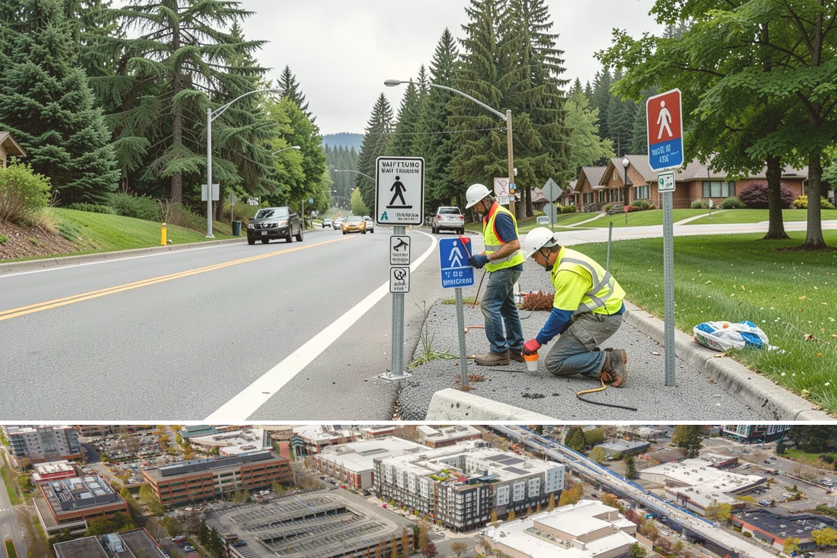 Sign Post Installation in Redmond, King County, WA - Post setting is performed year-round, though driven and concrete-set foundations cure and seat best outside the wettest months.