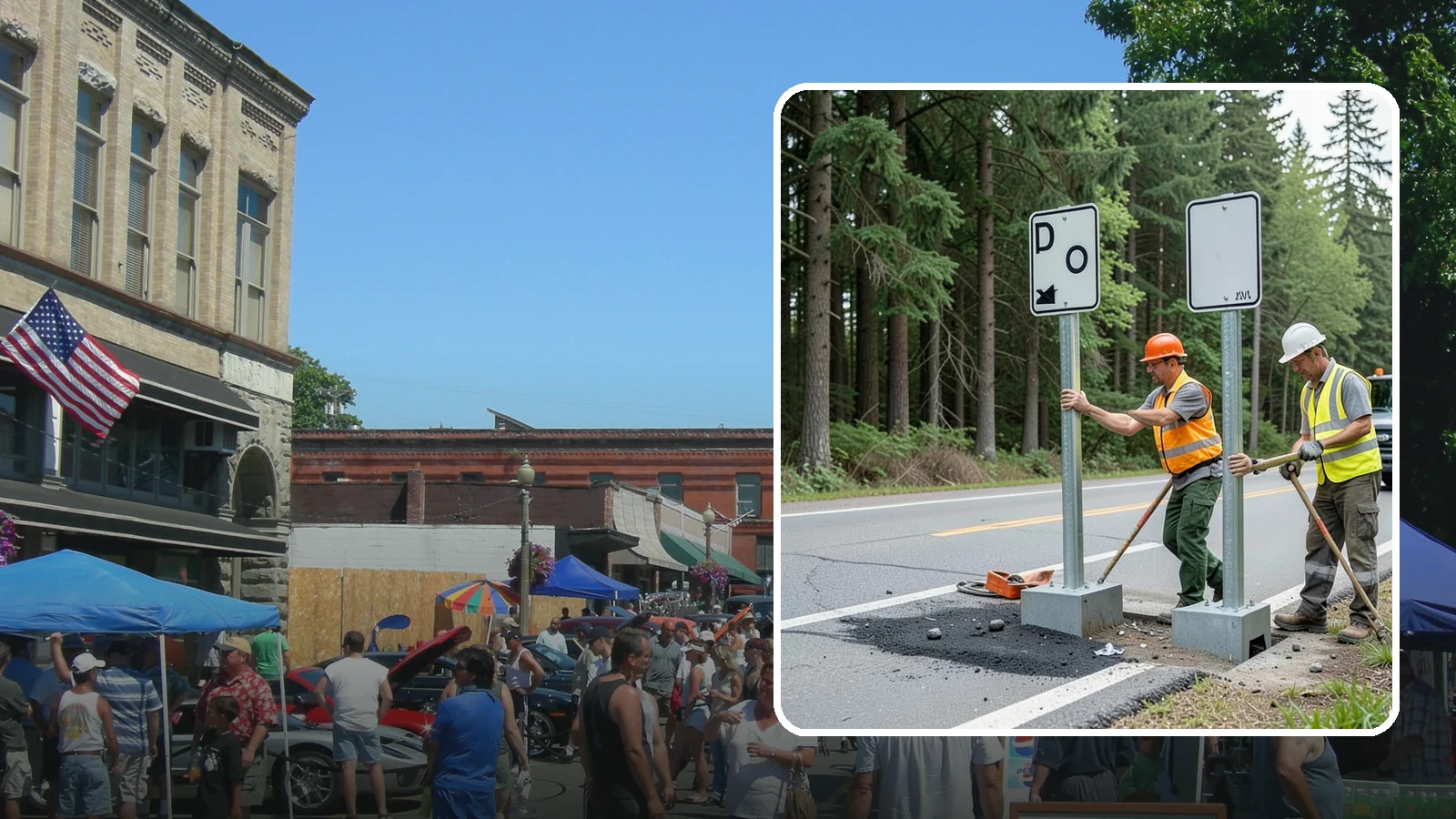 Sign Post Installation in Snohomish, Snohomish County, WA - Setting of U-channel, square-tube, and breakaway sign posts with proper foundations and clear-zone compliance.