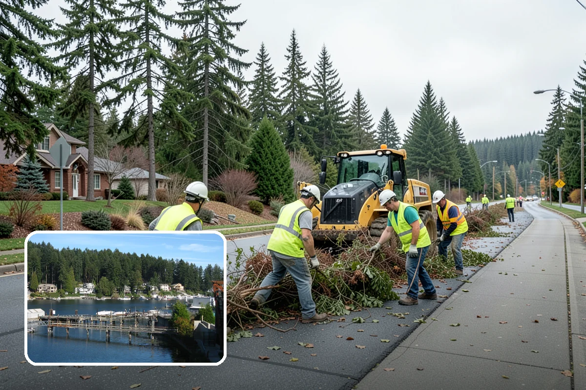 Sign Visibility Clearing in Gig Harbor, Pierce County, WA - Restores MUTCD-compliant sign visibility and legibility distance