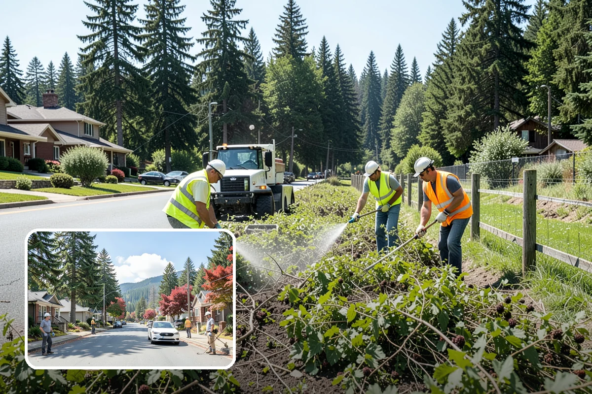 Sign Visibility Clearing in Hunts Point, King County, WA - Restores MUTCD-compliant sign visibility and legibility distance